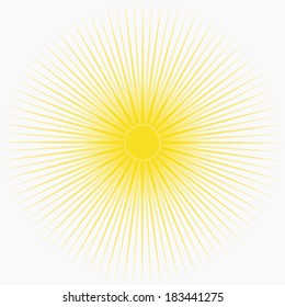 Yellow sun background with long thin rays