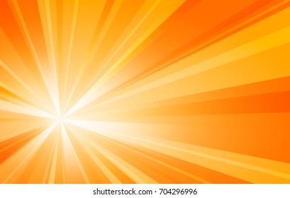 Yellow sun background. Sunburst or orange sunshine bright vector illustration