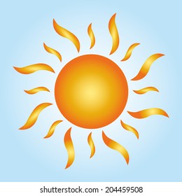 a yellow sun in a blue background