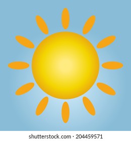 a yellow sun in a blue background