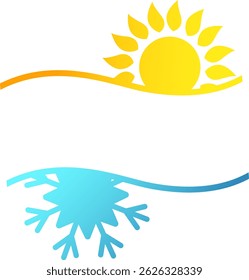Yellow sun and blue snowflake air conditioner design