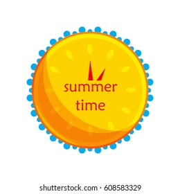 yellow sun and blue water in the form of a clock. summer. Icon. vector