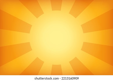 Yellow sun burst background. Round striped sunbeam