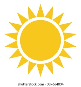 Yellow Sun burst icon isolated on background. Modern simple flat sunlight, sign. Business, internet concept. Trendy vector summer symbol for website design, web button, mobile app. Logo illustration.