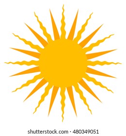 Yellow Sun burst icon isolated on background. Modern simple flat  sign. Business internet concept. vector summer symbol for website design web button mobile app. Logo illustration