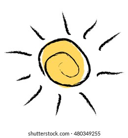 Yellow Sun burst icon isolated on background. Modern simple flat sign. Business internet concept. vector summer symbol for website design web button mobile app. Logo illustration