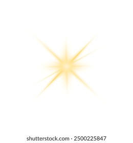 Yellow sun flash with rays spotlight, golden star