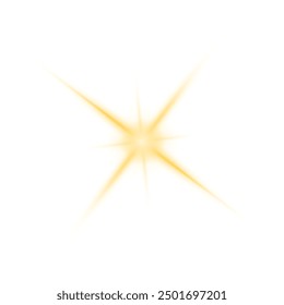 Yellow sun flash with rays spotlight, golden star