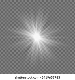 Sol amarillo, un destello, un resplandor suave sin rayos salientes. Estrella salpicada de chispas aisladas sobre fondo blanco. Ilustración vectorial de la salpicadura amarilla abstracta.