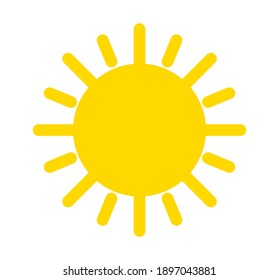 Yellow sun flat design icon. Vector illustration.