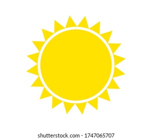 Yellow sun flat design symbol. Vector illustration.