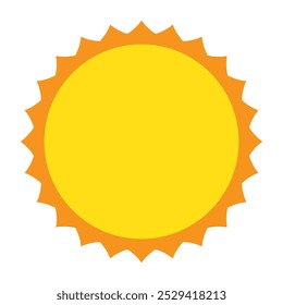Sol amarillo en estilo plano, icono de sol.