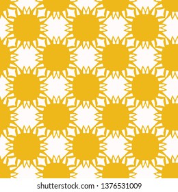 Yellow sun flower cut out shapes. Vector pattern seamless background. Hand drawn matisse style collage graphic illustration. Trendy retro home decor, modern fashion prints, baby kid nursery wallpaper.