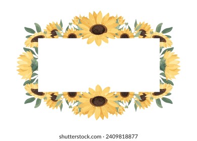 Yellow Sun Flower Frame Background