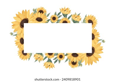 Yellow Sun Flower Frame Background