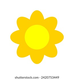 Yellow sun flower icon. Daisy flower vector illustration. Hand drawn chamomile character. 