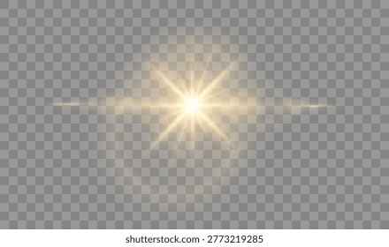 Yellow sun glowing radiant solar light energy burst heat summer sky abstract background vector illustration.