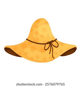 Yellow Sun Hat with Floral Pattern Design