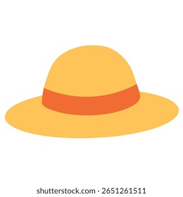 Yellow sun hat with orange band, ideal for summer vacation or beachwear designs.
