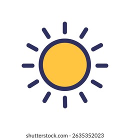 A yellow sun icon with blue outlines and rays