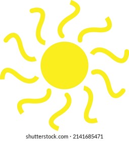 Yellow sun icon bright summer sunlight drawing vector image