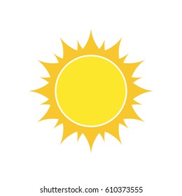 Yellow sun icon in flat design. Vector illustration. Symbol of the sun, isolated on white background