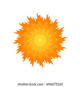Yellow sun icon in flat design. Vector illustration. Symbol of the sun, isolated on white background