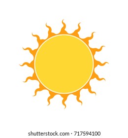 Yellow sun icon in flat design. Vector illustration. Symbol of the sun, isolated on white background