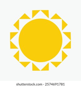 Yellow sun icon , including shining rays, sunset designs, solar energy, and star-inspired illustrations. Perfect for representing warmth, tanning, and bright energy.