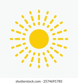 Yellow sun icon , including shining rays, sunset designs, solar energy, and star-inspired illustrations. Perfect for representing warmth, tanning, and bright energy.