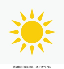 Yellow sun icon , including shining rays, sunset designs, solar energy, and star-inspired illustrations. Perfect for representing warmth, tanning, and bright energy.