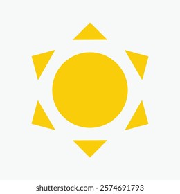 Yellow sun icon , including shining rays, sunset designs, solar energy, and star-inspired illustrations. Perfect for representing warmth, tanning, and bright energy.