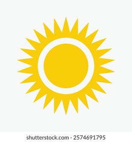 Yellow sun icon , including shining rays, sunset designs, solar energy, and star-inspired illustrations. Perfect for representing warmth, tanning, and bright energy.