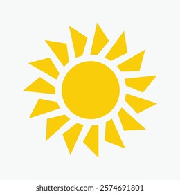 Yellow sun icon , including shining rays, sunset designs, solar energy, and star-inspired illustrations. Perfect for representing warmth, tanning, and bright energy.