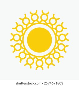 Yellow sun icon , including shining rays, sunset designs, solar energy, and star-inspired illustrations. Perfect for representing warmth, tanning, and bright energy.