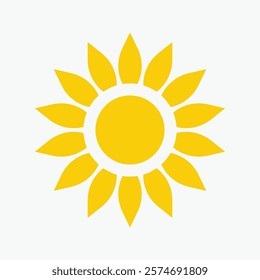 Yellow sun icon , including shining rays, sunset designs, solar energy, and star-inspired illustrations. Perfect for representing warmth, tanning, and bright energy.