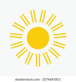 Yellow sun icon , including shining rays, sunset designs, solar energy, and star-inspired illustrations. Perfect for representing warmth, tanning, and bright energy.