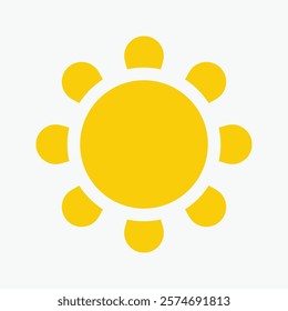 Yellow sun icon , including shining rays, sunset designs, solar energy, and star-inspired illustrations. Perfect for representing warmth, tanning, and bright energy.