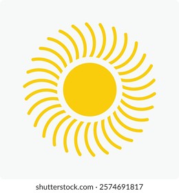 Yellow sun icon , including shining rays, sunset designs, solar energy, and star-inspired illustrations. Perfect for representing warmth, tanning, and bright energy.