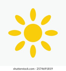 Yellow sun icon , including shining rays, sunset designs, solar energy, and star-inspired illustrations. Perfect for representing warmth, tanning, and bright energy.