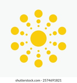 Yellow sun icon , including shining rays, sunset designs, solar energy, and star-inspired illustrations. Perfect for representing warmth, tanning, and bright energy.