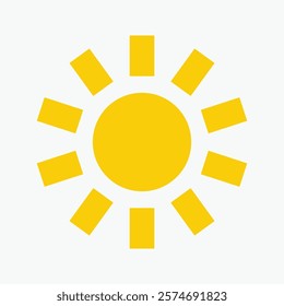 Yellow sun icon , including shining rays, sunset designs, solar energy, and star-inspired illustrations. Perfect for representing warmth, tanning, and bright energy.