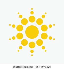 Yellow sun icon , including shining rays, sunset designs, solar energy, and star-inspired illustrations. Perfect for representing warmth, tanning, and bright energy.