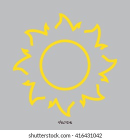 yellow Sun Icon Isolated Background