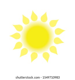 yellow sun icon isolated on white background