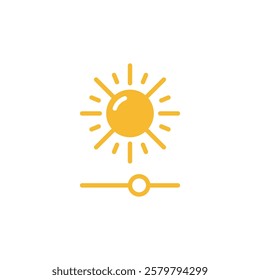 yellow sun icon like brightness control icon. simple flat style trend modern abstract logotype graphic design web element isolated on white. concept of easy brightness adjustment on the gadget badge