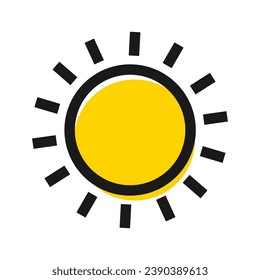 Yellow sun icon in linear style on isolated background. Editable outline. Vector illustration.