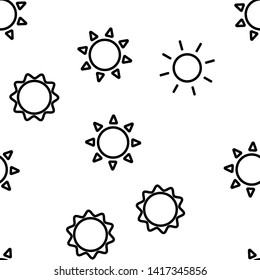 Yellow Sun Icon Seamless Pattern Vector. Sunset Sign. Sunrise Light. Summer Heat. Orange Ray. Season Object. Shiny Graphic. Illustration