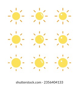 yellow sun icon set. simple and modern design, vector for app and web.