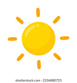 yellow sun icon Simple cartoon style design. The rays of the sun in summer